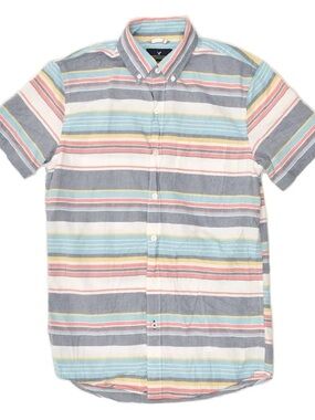 American Eagle Men’s Short Sleeve Multicolored Striped Cotton Shirt